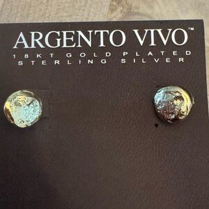 Argento Vivo Earrings 18k Gold Plated Sterling Silver Studs New